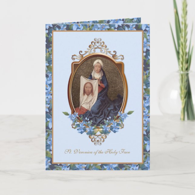 Tarjeta Santa Verónica Cara Sagrada Religiosa de Jesús Flo (Anverso)