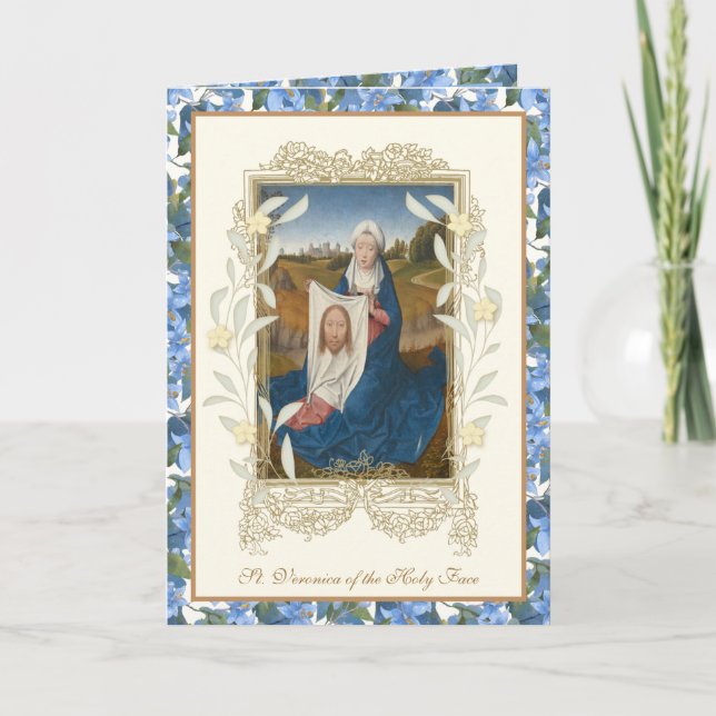 Tarjeta Santa Verónica Cara Sagrada Religiosa de Jesús Flo (Anverso)