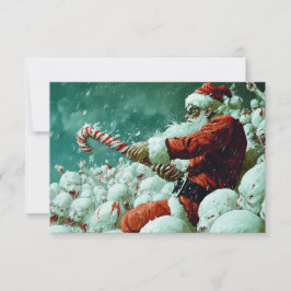 Tarjeta Santa Versus The Snowmen Flat Greeting Card