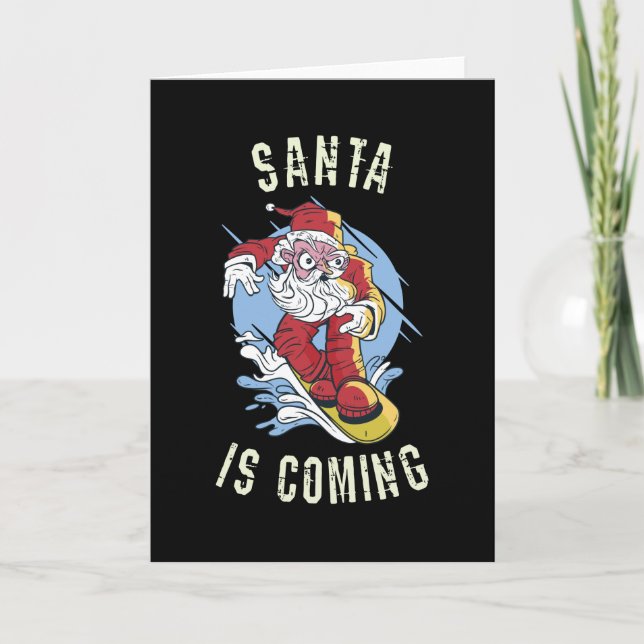 Tarjeta Santa viene en snowboard (Anverso)