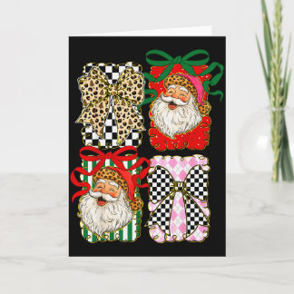 Tarjeta Santa Vintage Coqueta Lazo Leopardo Navideño Prepp