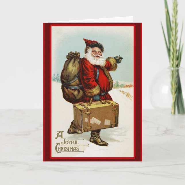 Tarjeta Santa Vintage para navidades (Anverso)