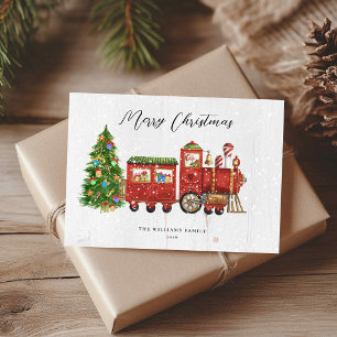 Tarjeta Santa Vintage Tren de Navidad Sin Foto