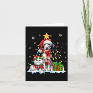 Tarjeta Santa Whippet Con El Propietario De Las Luces De N