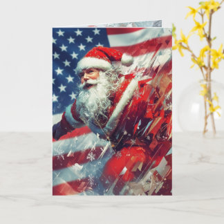 Tarjeta Santa Wishes you a Star Spangled Holiday