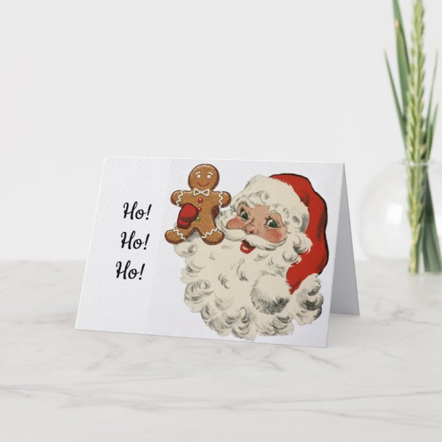 Tarjeta Santa With Gingerbread Man Christmas Card (Anverso)