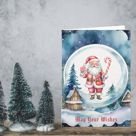 Tarjeta Santa y Bastón de Caramelo SnowGlobe - Los Deseos