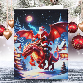 Tarjeta Santa y Dragon en la víspera de los Navidades