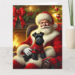 Tarjeta Santa y Escocia Terrier en suéter festivo