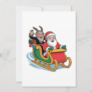 Tarjeta Santa y Krampus Navidades sombríos y malvados de t