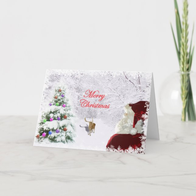 Tarjeta Santa y los renos (Anverso)
