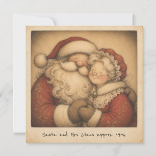 Tarjeta Santa y Sra. Claus Nostálgicos Foto Retro
