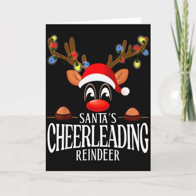 Tarjeta Santa's Cheerleading Reindeer Funny Xmas Matching  (Anverso)