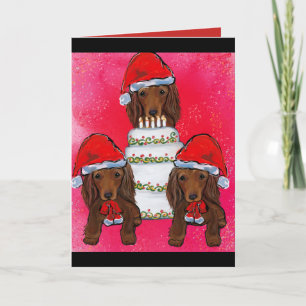 Tarjeta Santas Doxie Rojos
