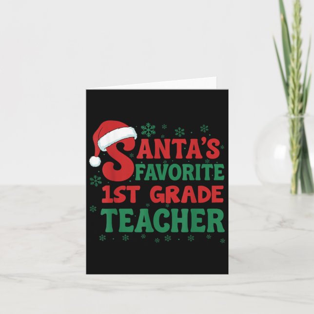 Tarjeta Santa's Favorite 1st Grade Teacher Christmas Holid (Anverso)