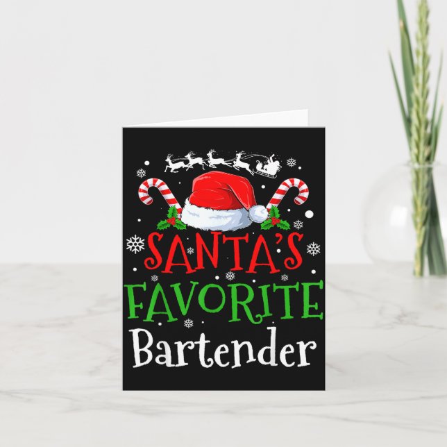 Tarjeta Santa's Favorite Bartender Christmas Party  (Anverso)