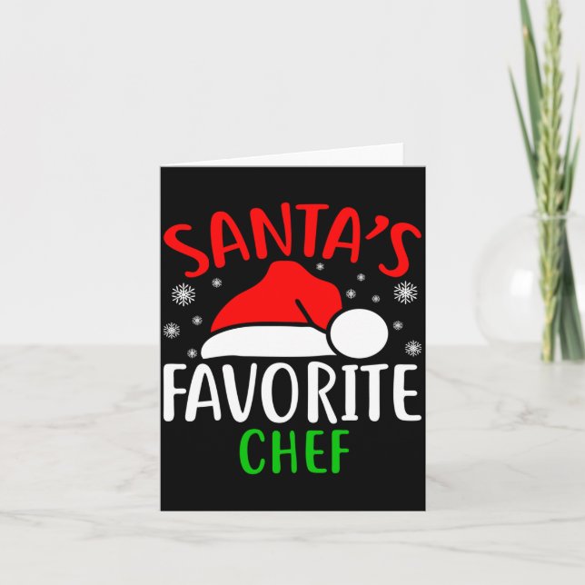 Tarjeta Santas Favorite Chef Funny Christmas Xmas Santa Lo (Anverso)