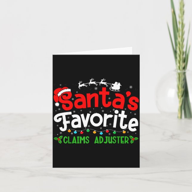 Tarjeta Santa's Favorite Claims Adjuster Christmas Party  (Anverso)
