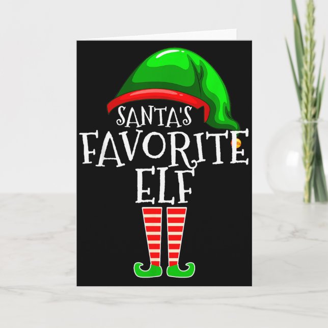 Tarjeta Santa's Favorite Elf Group Matching Family Christm (Anverso)