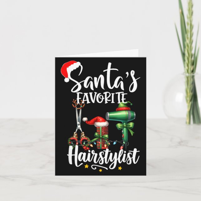 Tarjeta Santa's Favorite Hair Stylist Christmas Hairdresse (Anverso)