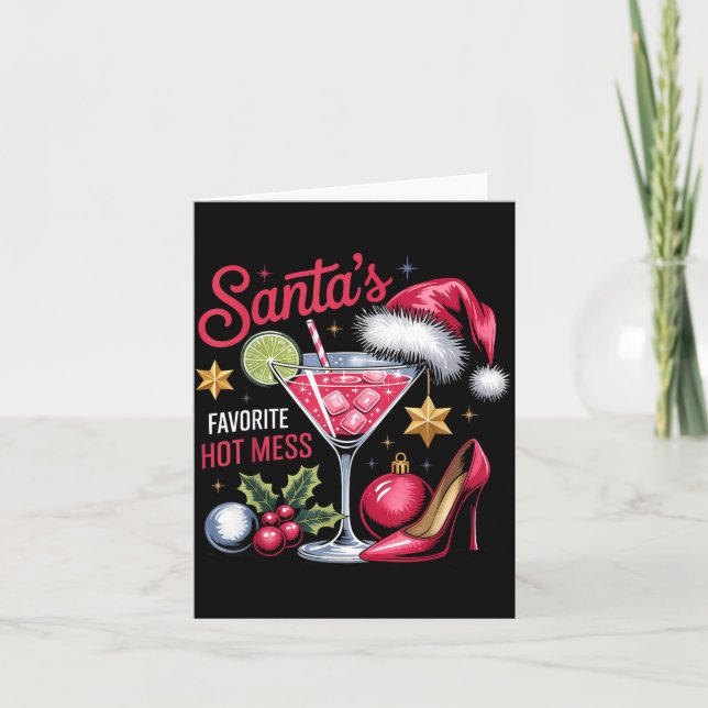 Tarjeta Santa's Favorite Hot Mess Christmas Martini  (Anverso)