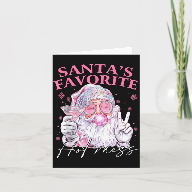 Tarjeta Santa's Favorite Hot Mess Funny Christmas  (Anverso)