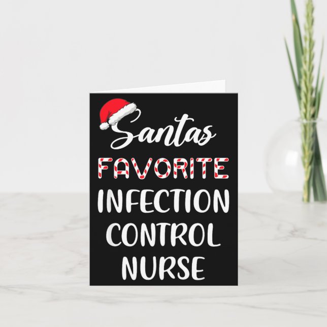 Tarjeta Santa's Favorite Infection Control Nurse Christmas (Anverso)