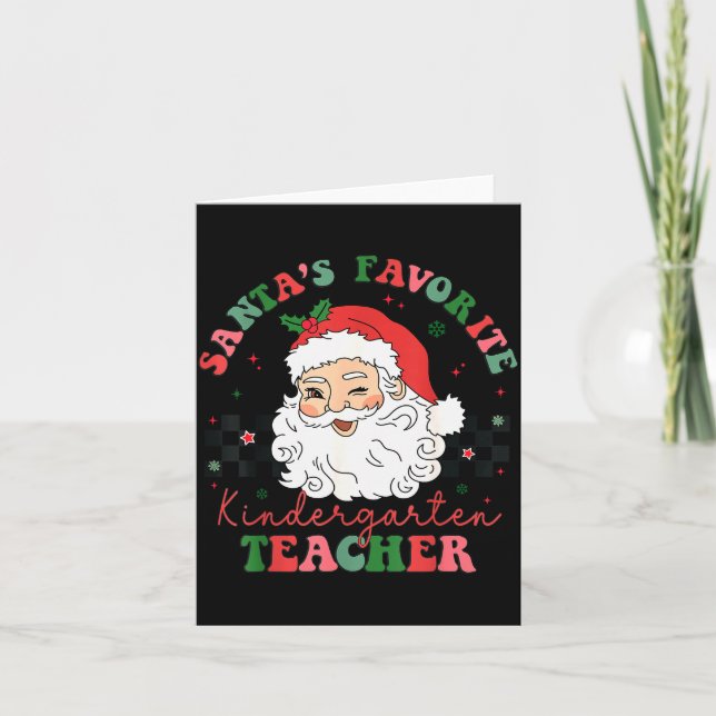 Tarjeta Santa's Favorite Kindergarten Teacher Christmas Me (Anverso)
