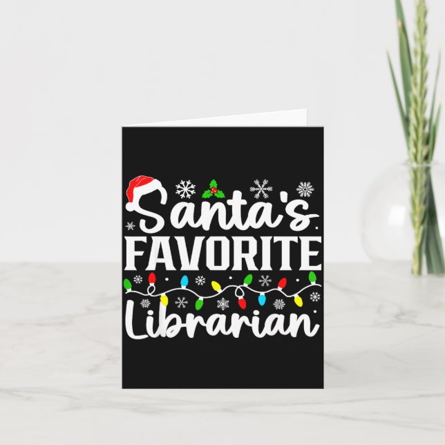 Tarjeta Santa's Favorite Librarian Funny Christmas Family  (Anverso)