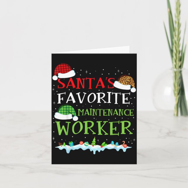 Tarjeta Santa's Favorite Maintenance Worker Fun Christmas  (Anverso)
