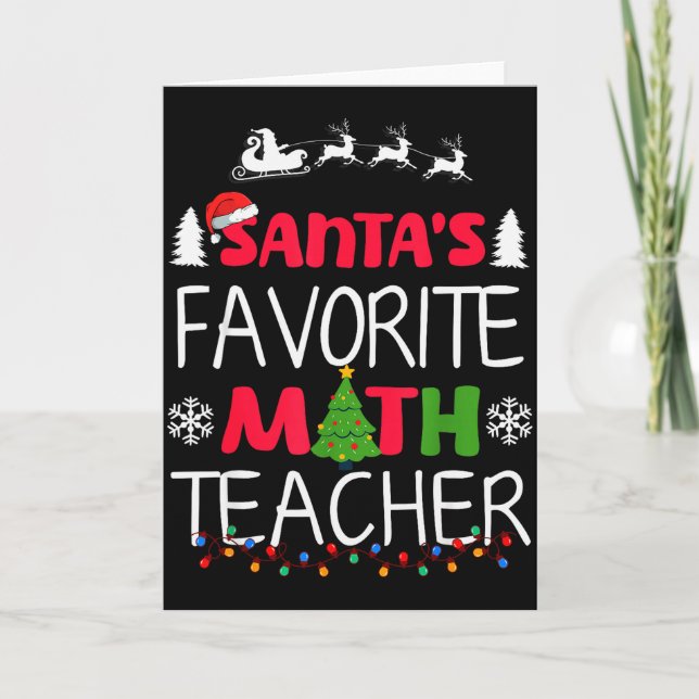 Tarjeta Santa's Favorite Math Teacher Christmas Mathematic (Anverso)