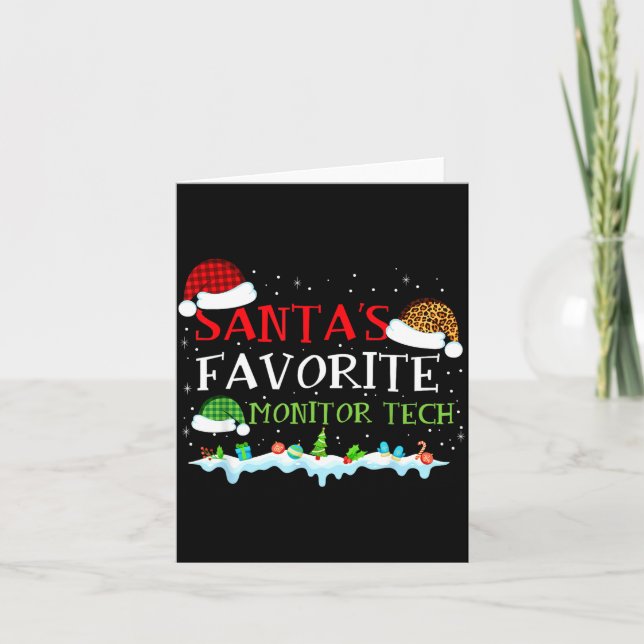 Tarjeta Santa's Favorite Monitor Tech Fun Christmas  (Anverso)