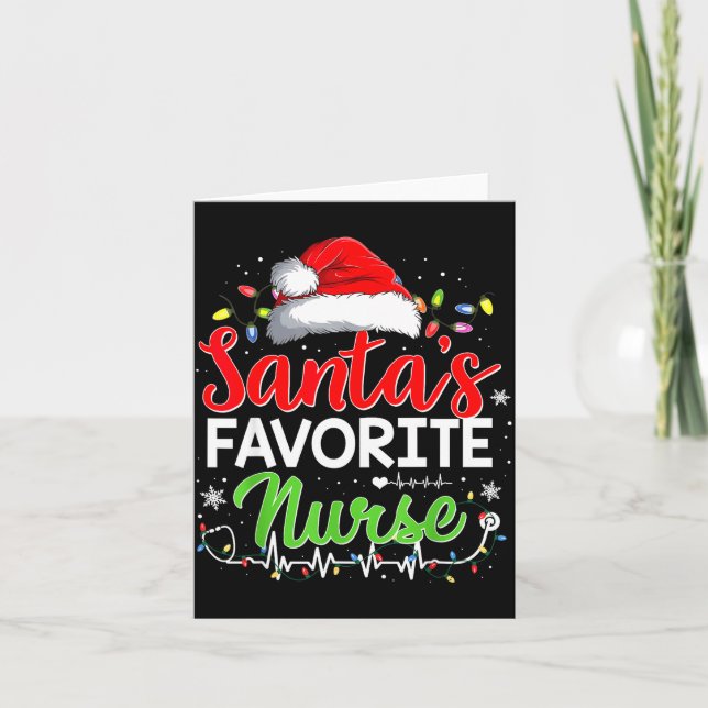 Tarjeta Santa's Favorite Nurse Funny Christmas Nurse Xmas  (Anverso)