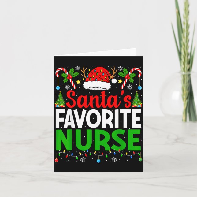 Tarjeta Santas Favorite Nurse Rn Christmas Nursing Christm (Anverso)