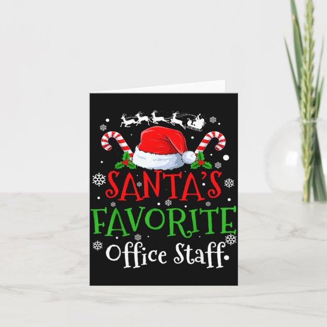 Tarjeta Santa's Favorite Office Staff Christmas Party  (Anverso)