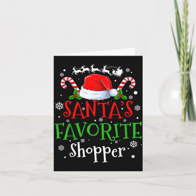 Tarjeta Santa's Favorite Shopper Christmas Party  (Anverso)