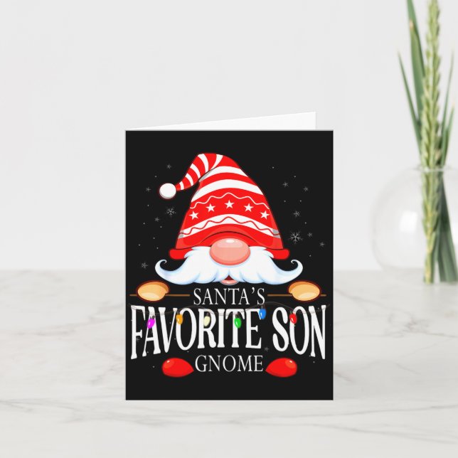 Tarjeta Santas Favorite Son Gnome Matching Christmas Paja  (Anverso)
