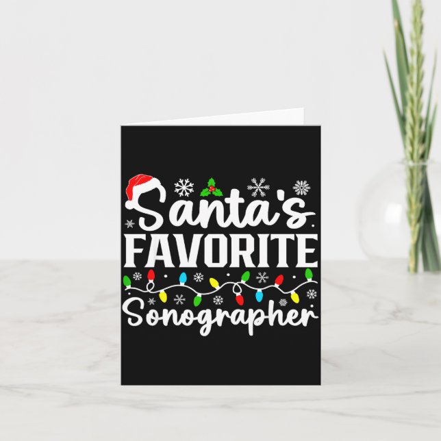 Tarjeta Santa's Favorite Sonographer Funny Christmas Famil (Anverso)