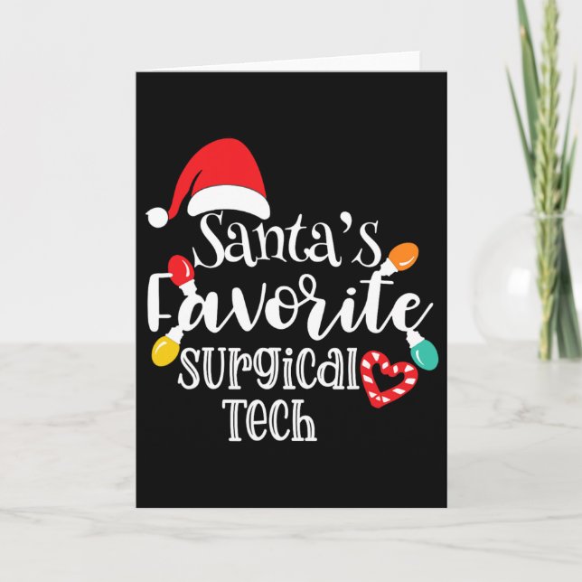 Tarjeta Santa's Favorite Surgical Tech Christmas Lights Sa (Anverso)