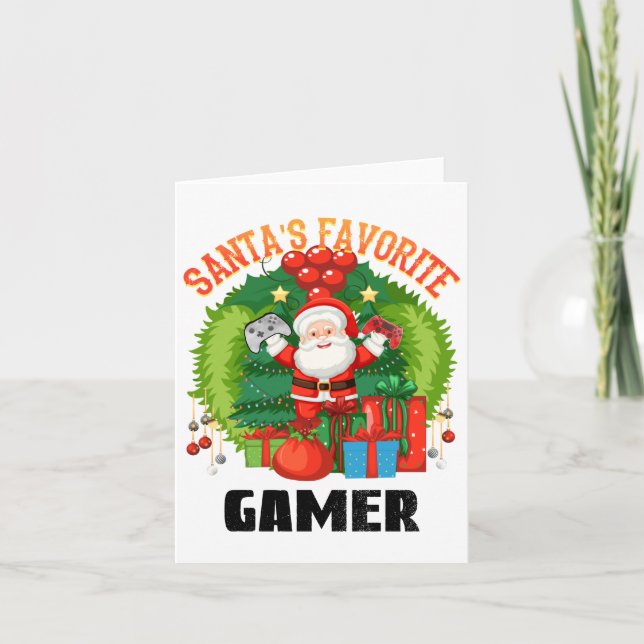 Tarjeta Santas Gamer favorito, apostar a este Navidad (Anverso)