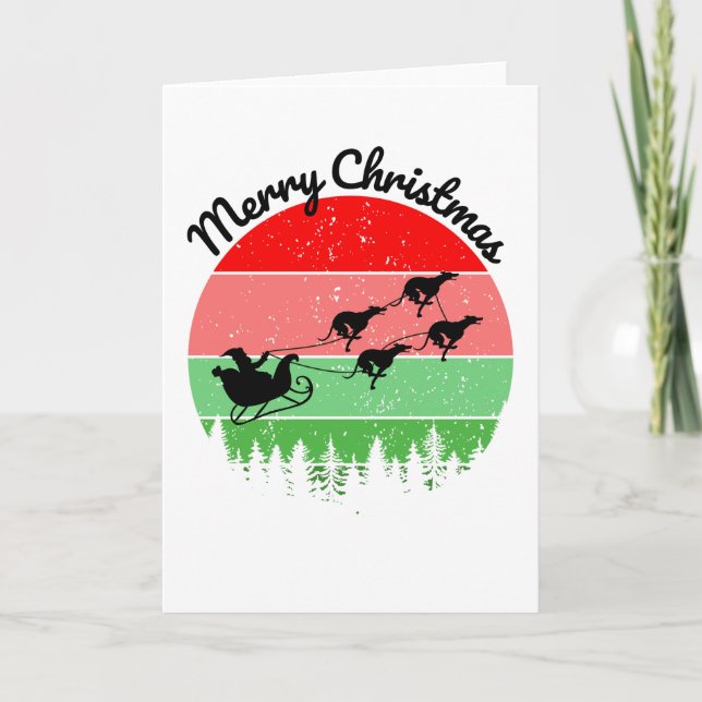 Tarjeta Santas Sleigh arrastradas por los grises (Anverso)