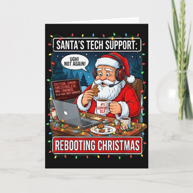 Tarjeta Santas Tech Support_ Rebooting Christmas Funny _4  (Anverso)
