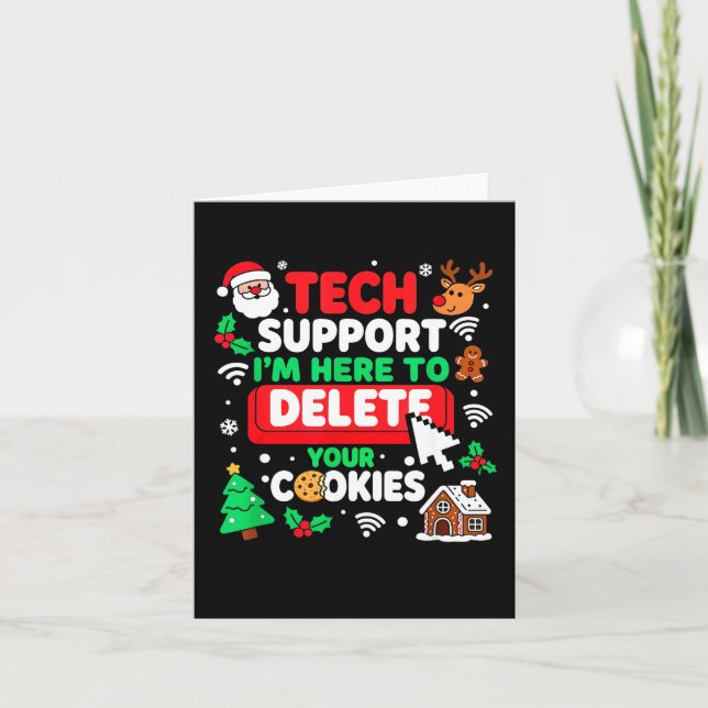 Tarjeta Santa's Tech Suprt Rebooting Christmas Computer Me (Anverso)