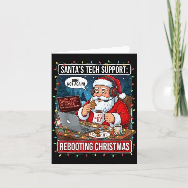Tarjeta Santa's Tech Suprt_ Rebooting Christmas Funny  (Anverso)