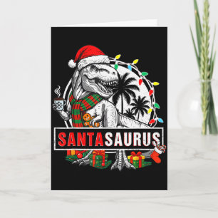 Tarjeta Santasaurus T Rex Dinosaur Divertido Santa Saurus