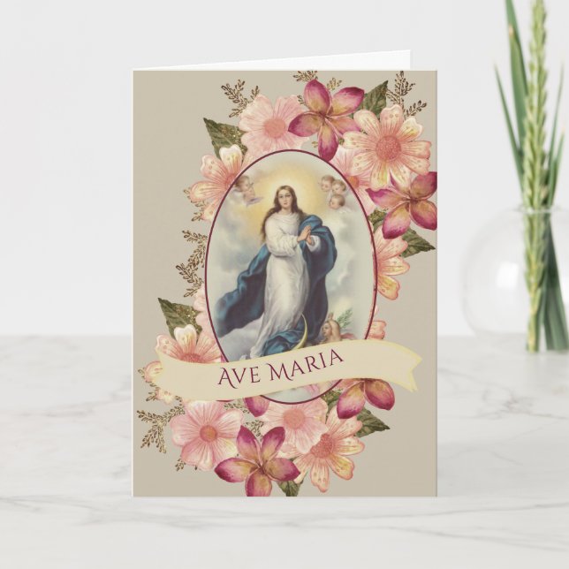 Tarjeta Santísima Virgen María Ave Maria (Anverso)