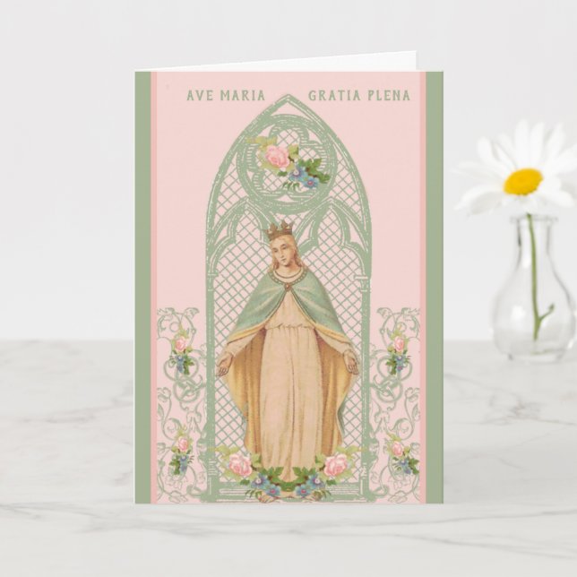 Tarjeta Santísima Virgen María Día de la Madre Católica (Planta pequeña)