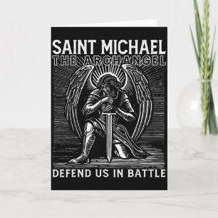 Tarjeta Santo cristiano Miguel Defiéndenos Católico