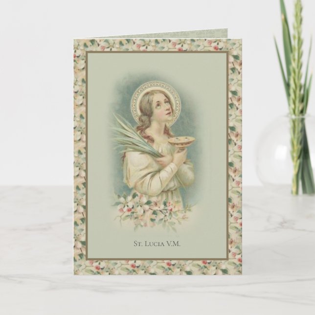 Tarjeta Santo de los ojos, oración católica de Santa Lucía (Anverso)