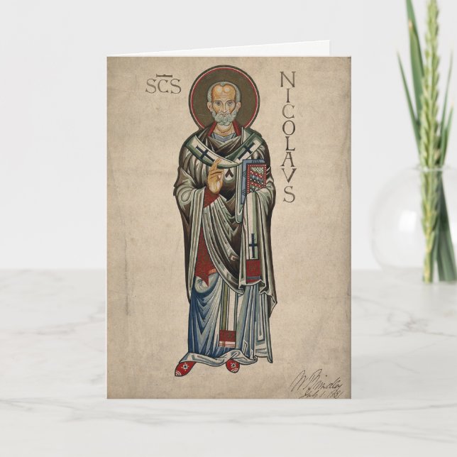 Tarjeta Santo Nicholas del St Nick de la acuarela de Myra (Anverso)